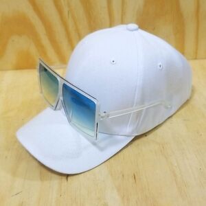 High Fashion Wmns Oversize Sunglasses with frosted frames/ blue tented lenses.